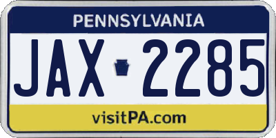 PA license plate JAX2285