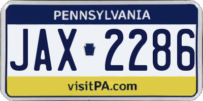 PA license plate JAX2286