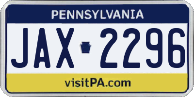 PA license plate JAX2296