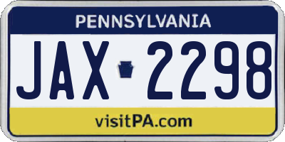 PA license plate JAX2298