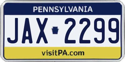 PA license plate JAX2299