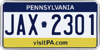 PA license plate JAX2301