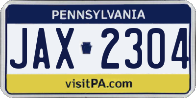 PA license plate JAX2304