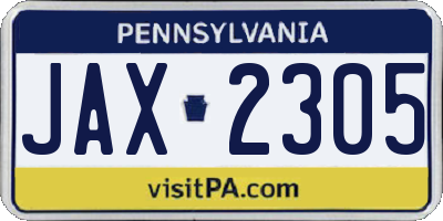 PA license plate JAX2305