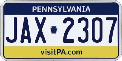 PA license plate JAX2307