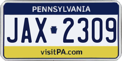 PA license plate JAX2309