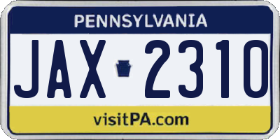 PA license plate JAX2310