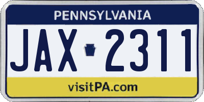 PA license plate JAX2311