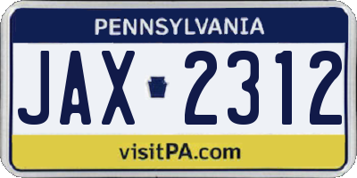 PA license plate JAX2312