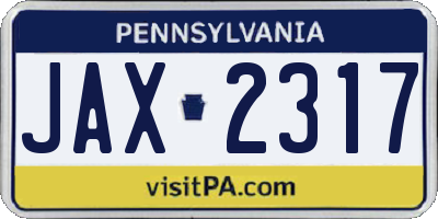 PA license plate JAX2317