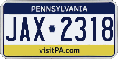 PA license plate JAX2318