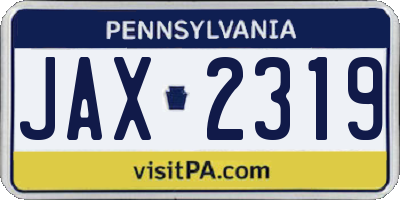 PA license plate JAX2319