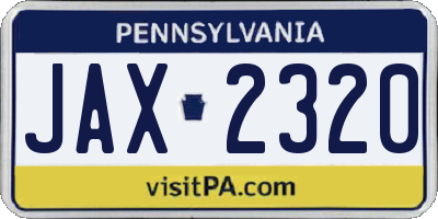 PA license plate JAX2320