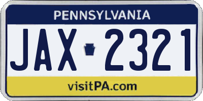 PA license plate JAX2321