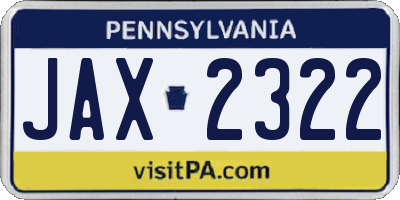 PA license plate JAX2322