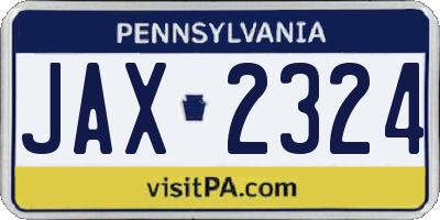 PA license plate JAX2324