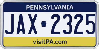 PA license plate JAX2325