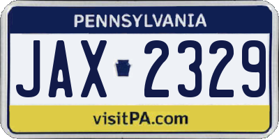 PA license plate JAX2329