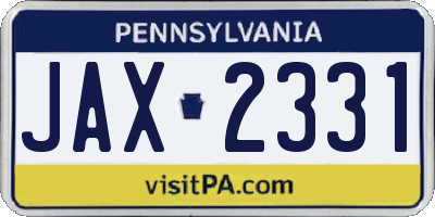 PA license plate JAX2331