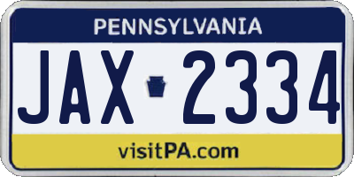 PA license plate JAX2334