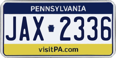 PA license plate JAX2336