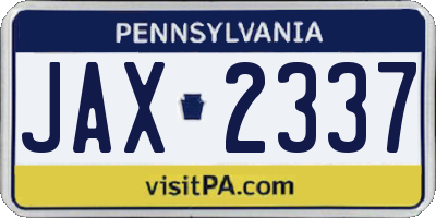 PA license plate JAX2337