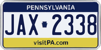 PA license plate JAX2338