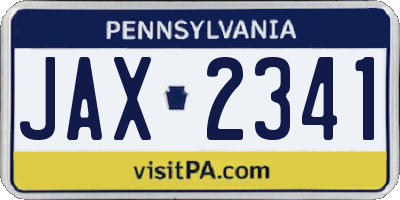 PA license plate JAX2341