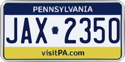 PA license plate JAX2350