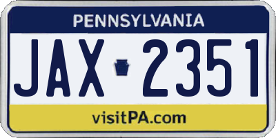 PA license plate JAX2351