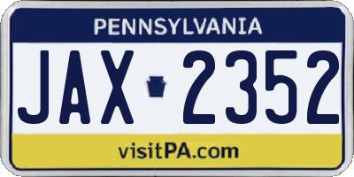 PA license plate JAX2352