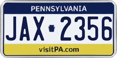 PA license plate JAX2356