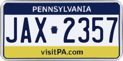 PA license plate JAX2357