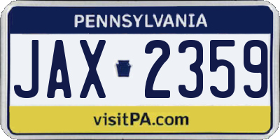 PA license plate JAX2359