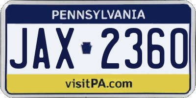 PA license plate JAX2360