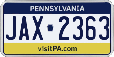 PA license plate JAX2363