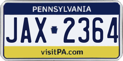 PA license plate JAX2364