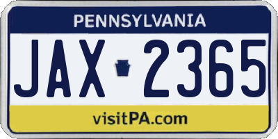 PA license plate JAX2365