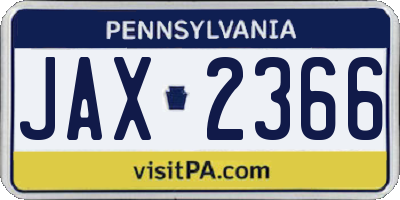 PA license plate JAX2366