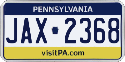 PA license plate JAX2368