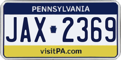 PA license plate JAX2369