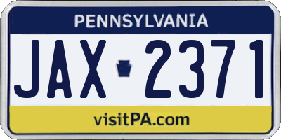 PA license plate JAX2371