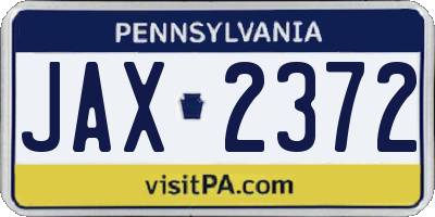 PA license plate JAX2372