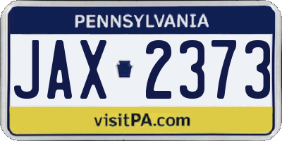 PA license plate JAX2373