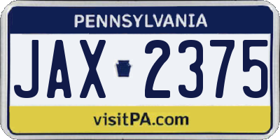 PA license plate JAX2375