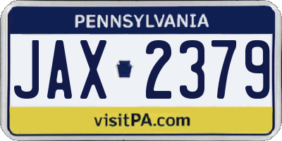 PA license plate JAX2379