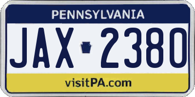 PA license plate JAX2380