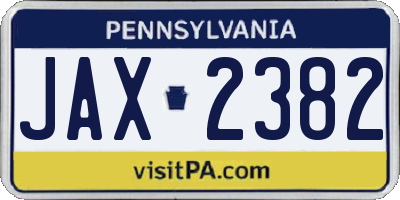 PA license plate JAX2382