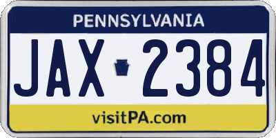 PA license plate JAX2384