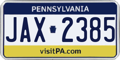 PA license plate JAX2385